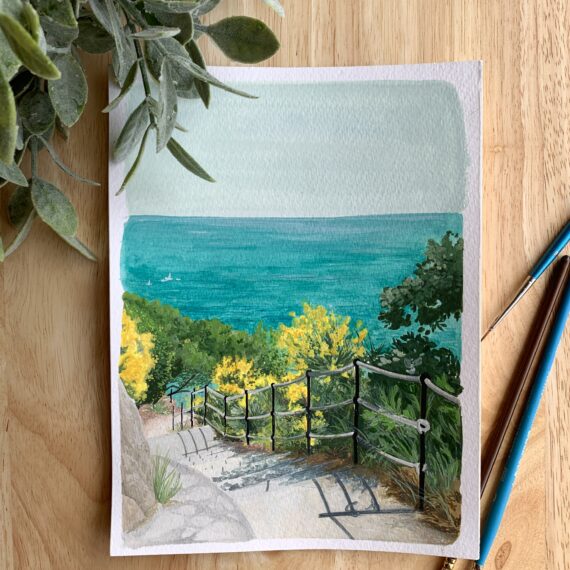 Cinque Terre Gouache Print