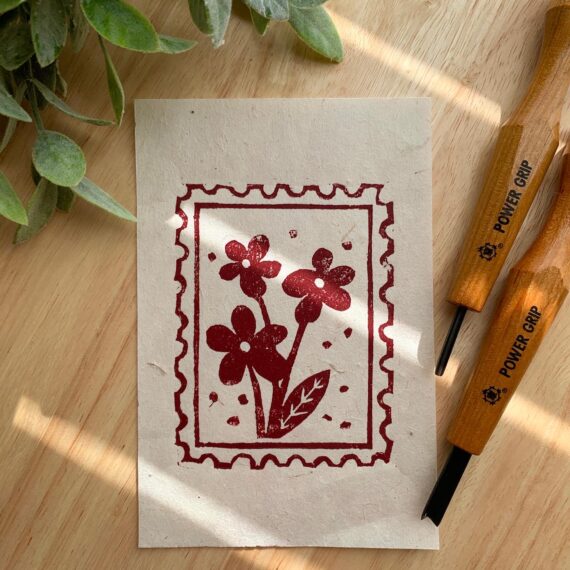 Flower Postal Stamp Relief Print