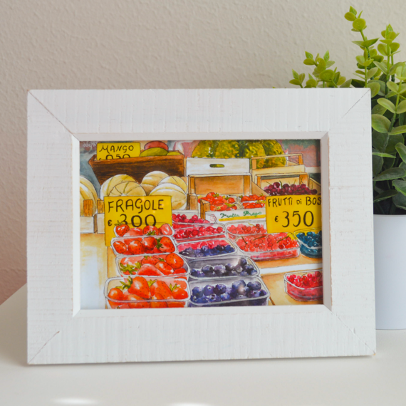 Rome Fruit Market Stand Watercolor Print