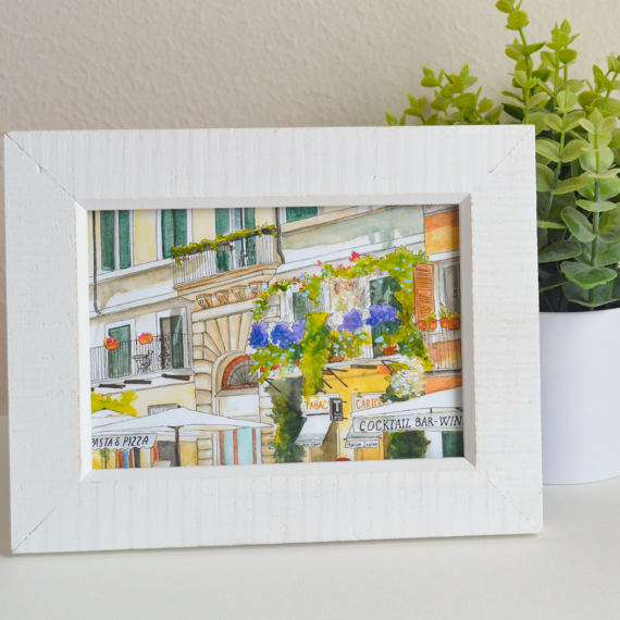 Piazza Navona, Italy Watercolor Print